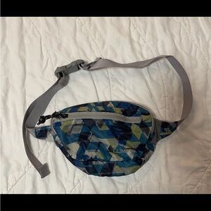 Vintage Retro L.L. Bean Fanny Pack Beltbag Blue/Green/Gray Geometric Cinch Strap